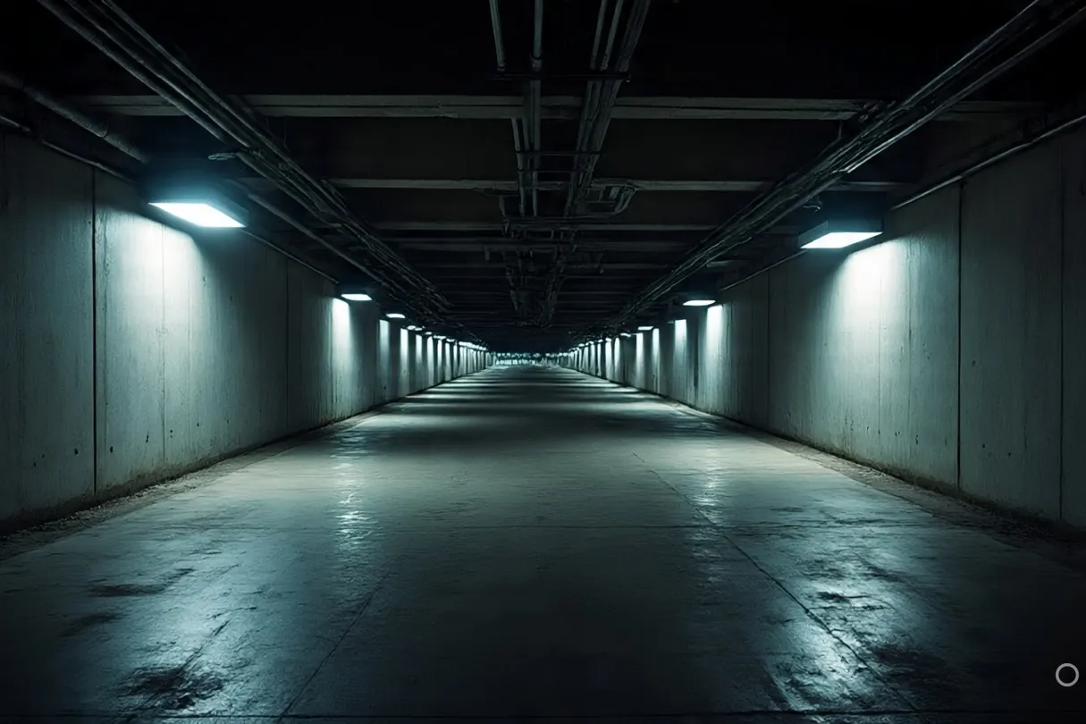 underground tunnel beneath a modern airport