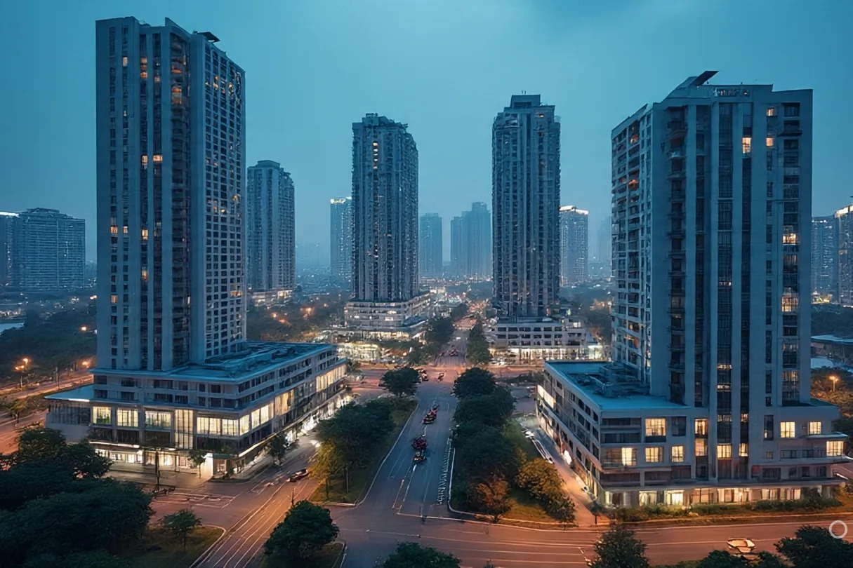 modern Vietnamese city at night