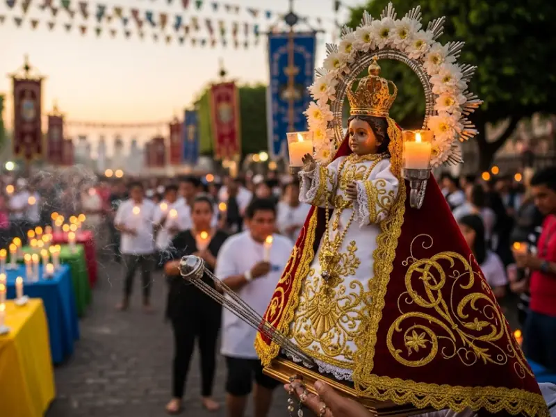 Santo Niño statue carried during Ati-Atihan religious procession in Kalibo.