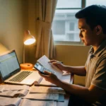 Filipino employee managing monthly budget and expenses on a ₱20K salary in the Philippines.