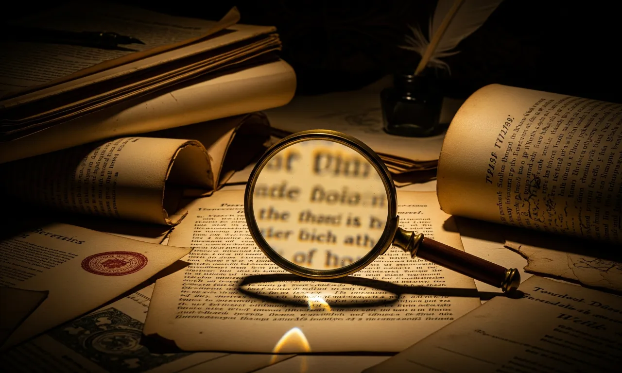 Old historical documents partially obscured, symbolizing hidden truths and cover-ups in Philippine history.
