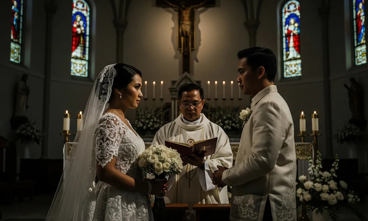 A visual representation of the Philippines' divorce debate, showing a couple marrying on one side and a single mother struggling on the other.