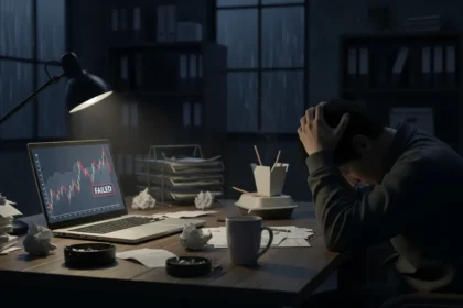 A person looking defeated in a dark office, symbolizing a failed startup in the Philippines.