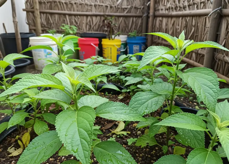 Sambong plants growing in a Filipino backyard garden.