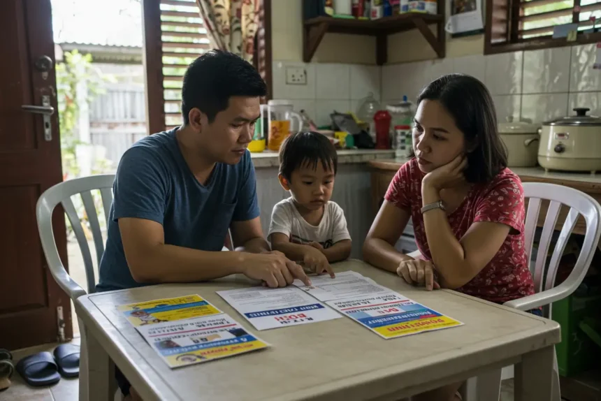 Filipino parents discussing education options Philippines between public, private, and homeschool.