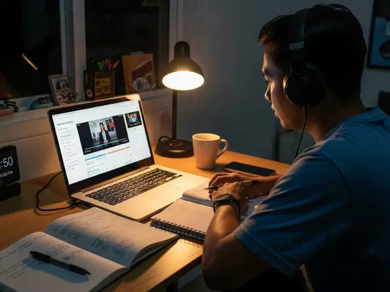 Filipino employee learning new skills through online courses.