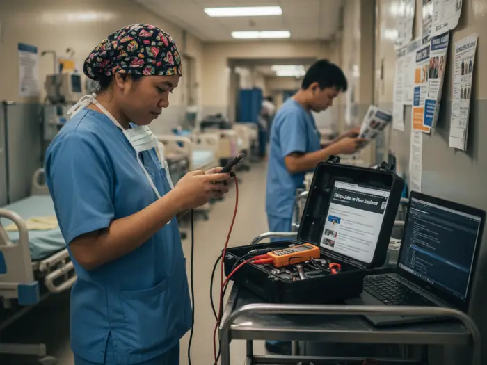 Filipino nurse / engineer checking Filipino jobs in New Zealand listings from PH.