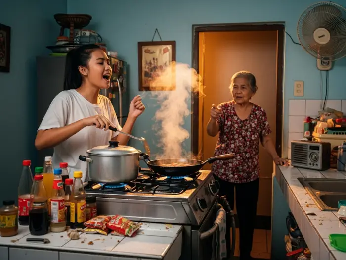 Filipino superstitions says a teen sings while cooking will end up marrying older partners.