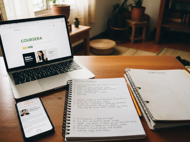 Filipino freelancer setting up profiles on LinkedIn, Upwork, and OnlineJobs.ph.