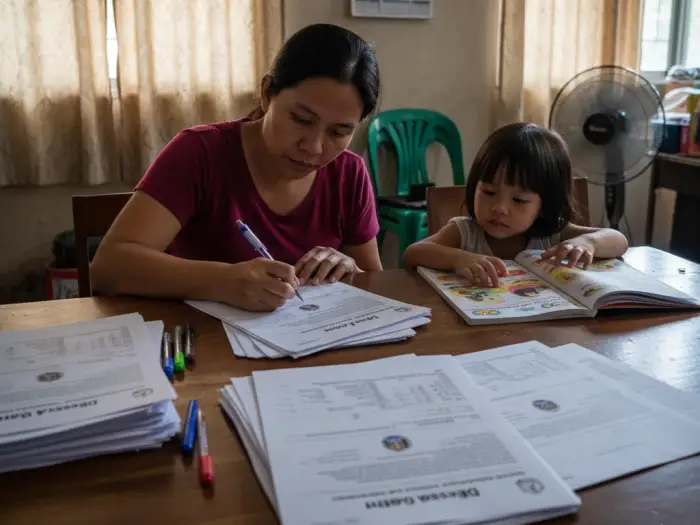 Filipino parent handling homeschool legalities and assessments in the Philippines.