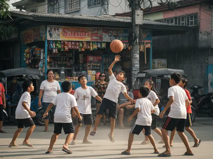 Filipino homeschool kids socializing and playing sports in the community.