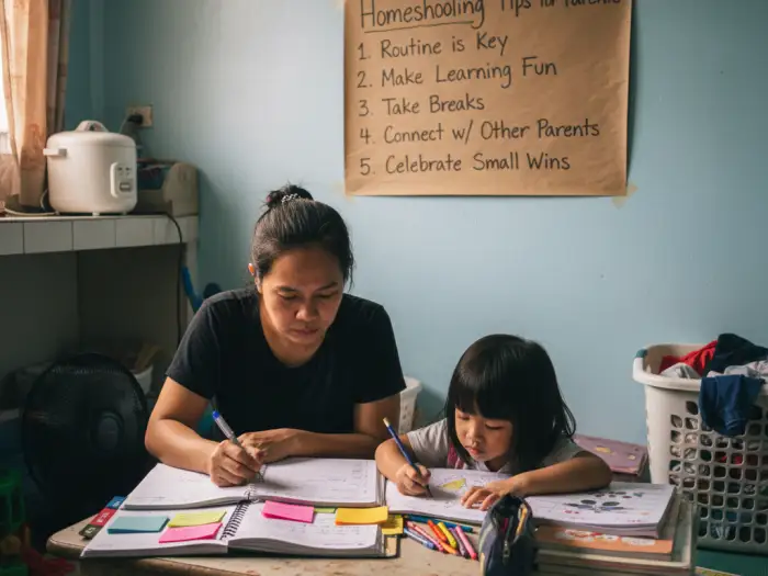 Filipino parent applying homeschooling tips for parents in the Philippines.
