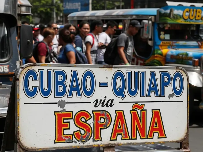 Jeepney signboard with route details showing common commuter routes in Manila.