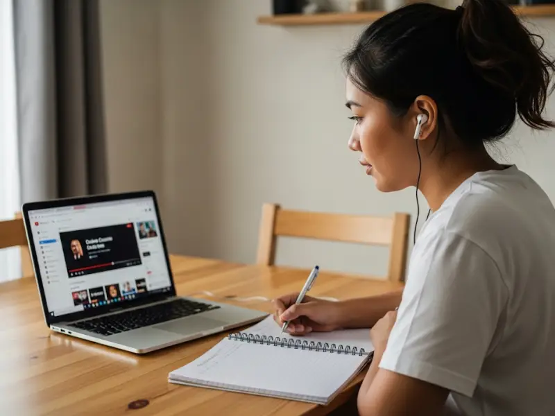 Filipina writing a step-by-step roadmap to becoming a virtual assistant.