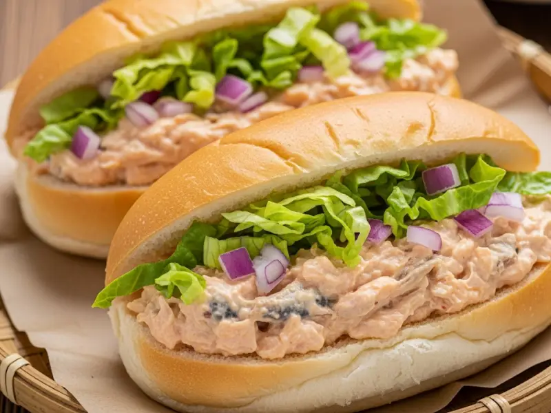 Bread with sardine sandwich spread mixed with mayonnaise and lettuce.