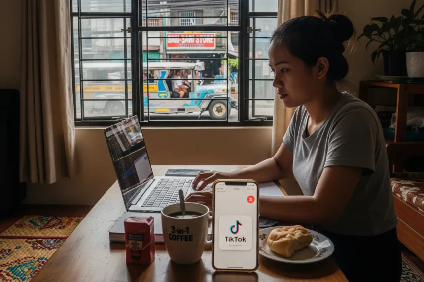 social media manager beginners guide 2025 Young Filipino freelancer working from home as a social media manager.