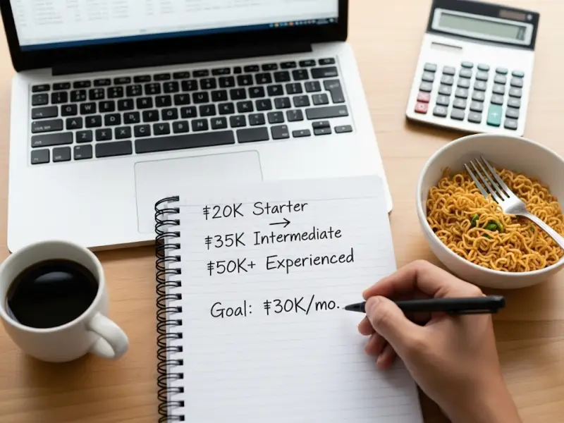 Notes showing salary ranges for social media managers in the Philippines.