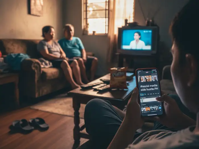 Filipino editing TikTok video as a social media side hustle PH.