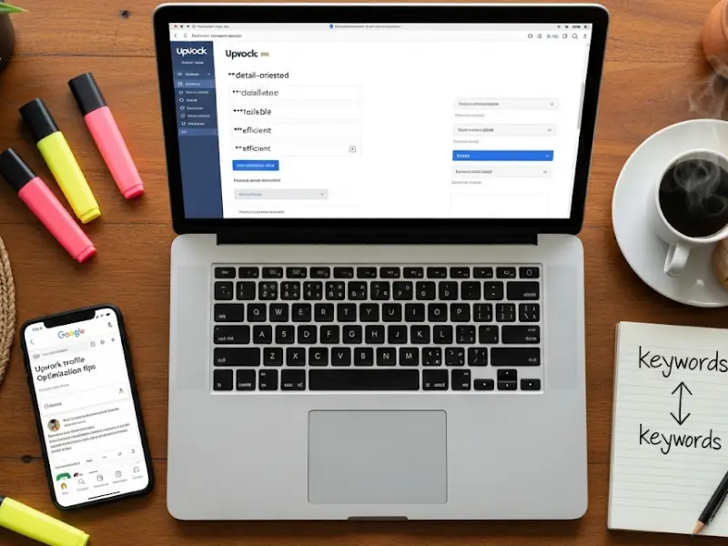 Optimizing an Upwork profile with keywords for visibility.