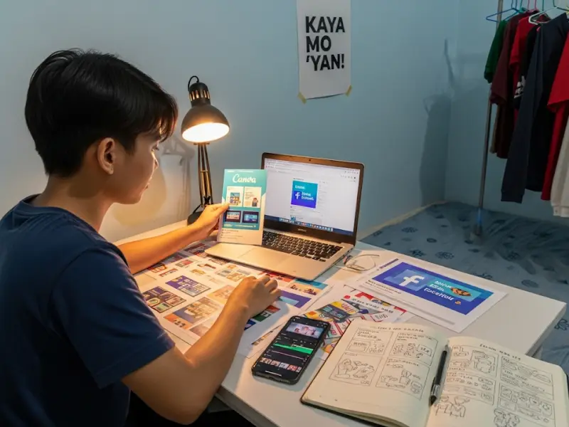 Filipino beginner uploading sample projects to Upwork portfolio.