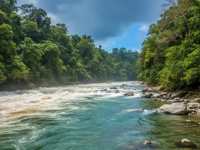 Cagayan de Oro River showing both calm and strong water flows depending on the season.