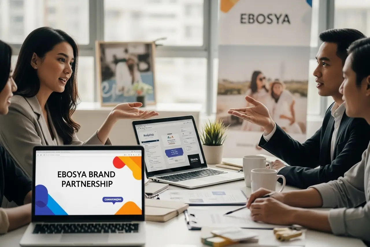 Filipino marketing team discusses Ebosya.com brand partnerships and sponsored content packages.