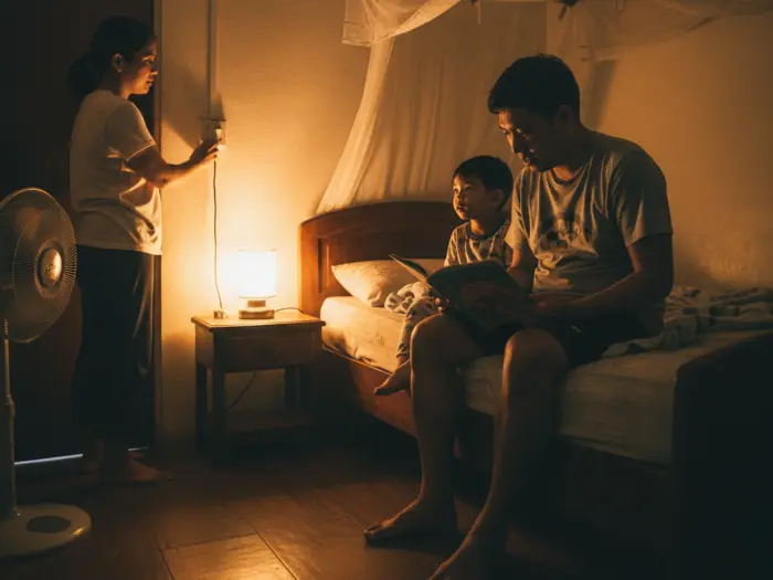 Filipino family bedtime routine showing iwas puyat tips and better sleep habits.