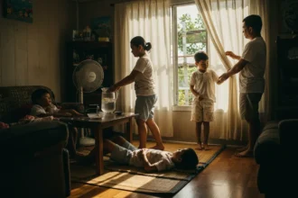 Filipino family using natural hacks to keep house cool without aircon in the Philippines.