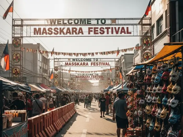 Bacolod locals and tourists prepare for the upcoming MassKara Festival street parade.