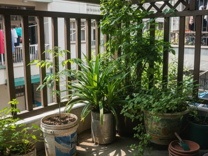 Neem, pandan, and mint plants used as natural cockroach repellents in Filipino home
