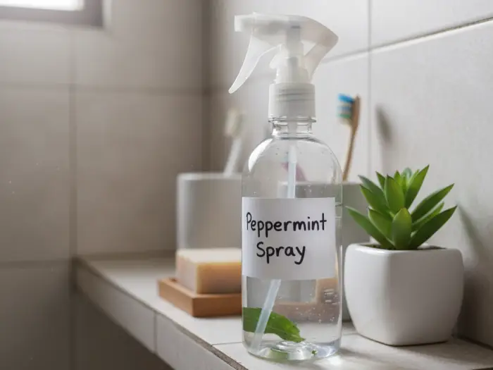 DIY peppermint essential oil spray for cockroach repellent in Pinoy bathroom