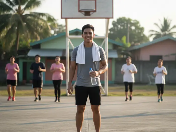 Filipino man after exercise showing healthy and safe weight loss journey.