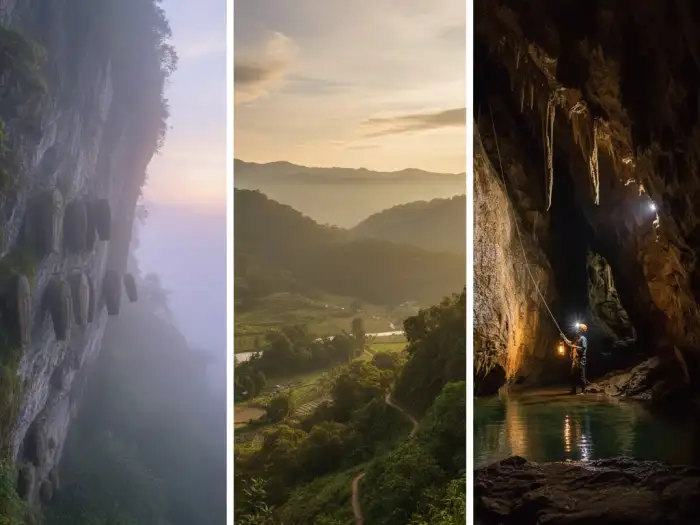 sagada day tour highlights montage Highlights of Sagada including Echo Valley, hanging coffins, and cave explorers.