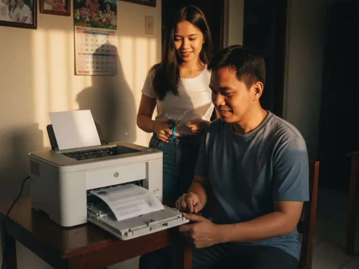 Filipino printing his ePhilID for official Philippine National ID use.