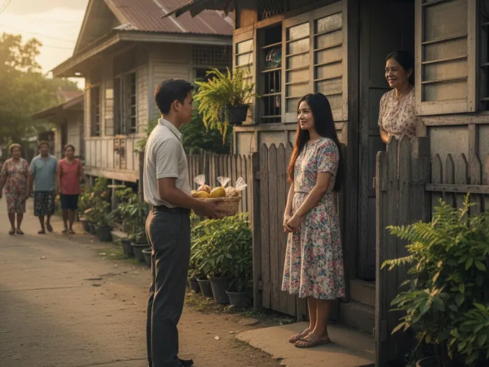 Young Filipino man visiting a woman’s home during old-style courtship traditions.