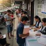Filipinos lining up at a PSA center for their Philippine National ID PhilSys registration.