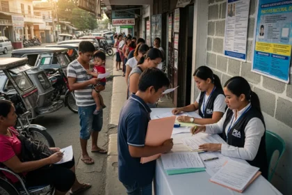 Filipinos lining up at a PSA center for their Philippine National ID PhilSys registration.