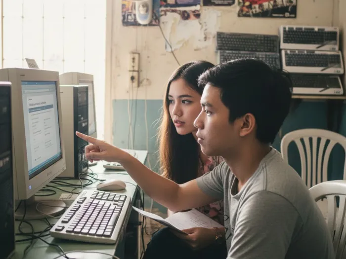 Filipino completing the PhilSys online application for the Philippine National ID.