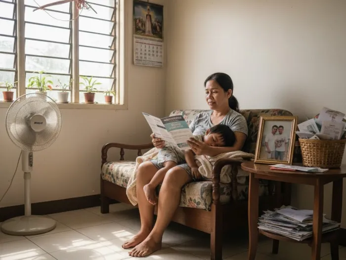 Filipina mother reviewing why life insurance matters for Filipino families at home.