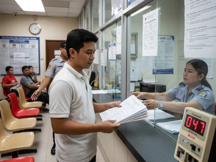 bir registration cor tax types business philippines Filipino submitting DTI documents at a BIR office to register a business for taxes and COR.